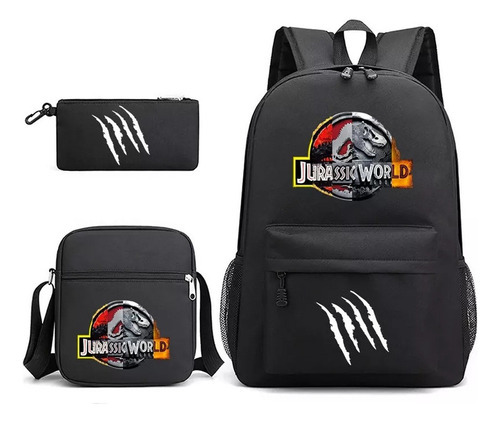 Mochila Escolar Con Estampado De Jurassic World, 3 Piezas Color Un