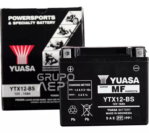 Batería YUASA YTX12-BS 12V 10Ah 180A, Batería para moto