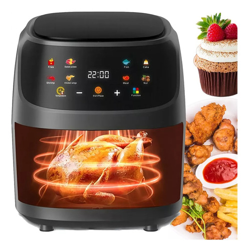 Freidora De Aire Sin Aceite Horno Visua 2400w Color Negro 8l