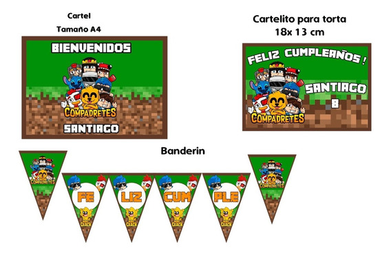 Los Compadretes De Minecraft Souvenirs Cotillon Y Fiestas En Mercado Libre Argentina