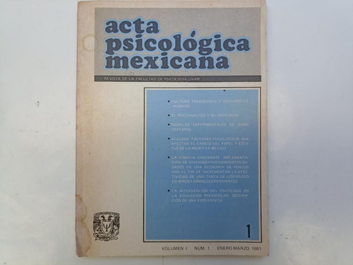 Libro Acta Psicologica Mexicana Vol. 1 No. 1