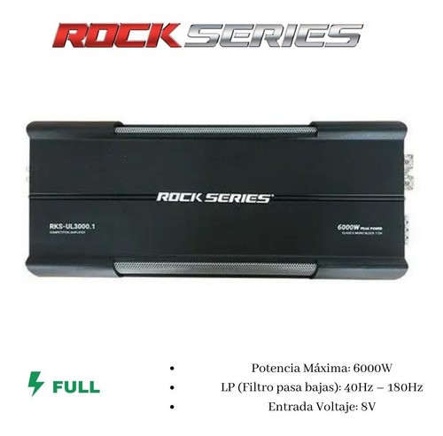 Amplificador Rock Series Rks-ul3000.1 1 Canal Clase D 6000