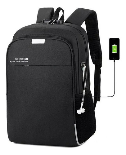 Mochila Anti Furto Para Notebook Impermeável Com Usb Unissex