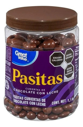 3 Pza Pasitas Great Value Cubiertas De Chocolate Con Leche 1