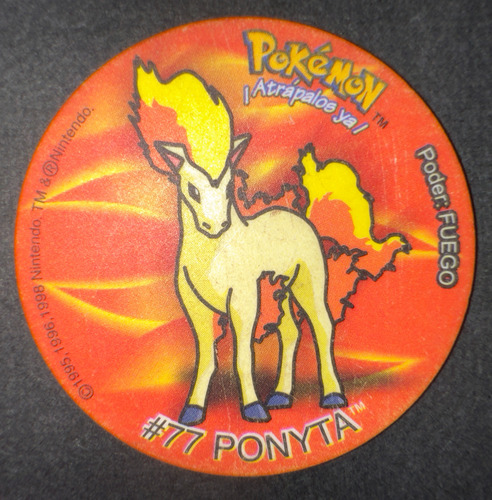 Taps Pokemon De Frito Lay - #77 Ponyta - 1998 Original