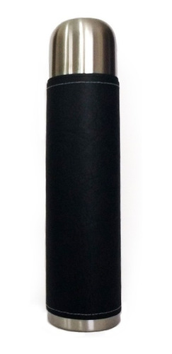Imagen 4 de 8 de Equipo De Mate Completo Liso Negro Cuero Madera
