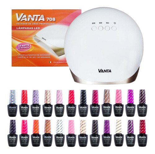 Vanta Kit Cabina 708 Led Uv 68w + 24 Esmalte Semipermanente