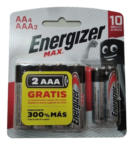Pack Promocional ENERGIZER PILA  4 Aa + 2 Aaa