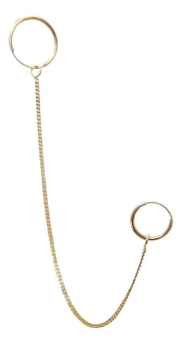 Amor Eterno - Doble Arracada Cadena Larga Piercing / Oro 10k