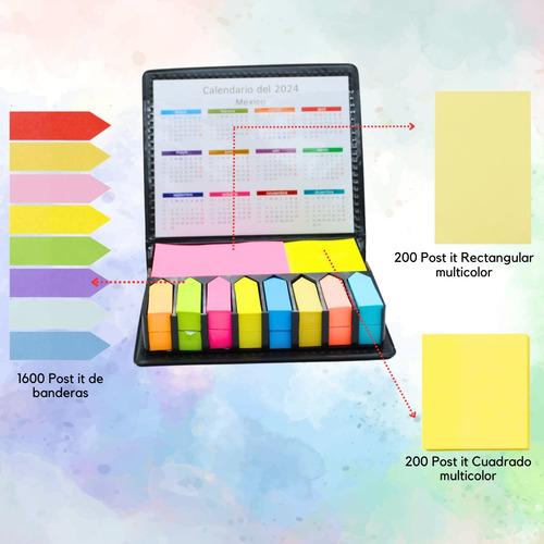 Estuche Con Notas Y Banderas Adhesivas 2000 Post It