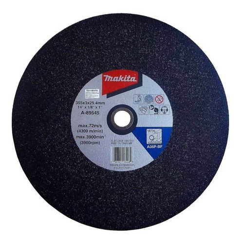 Disco de corte de metal Makita, 355 x 3 x 25,4 mm A-89545-5, color negro