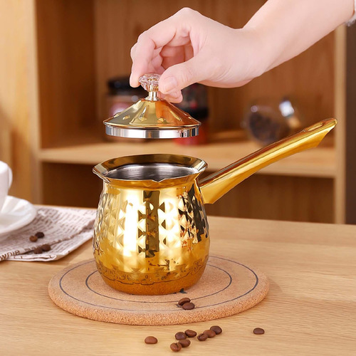 Cafetera Turca Para El Hogar, Olla Pequeña, Dorado 200ml