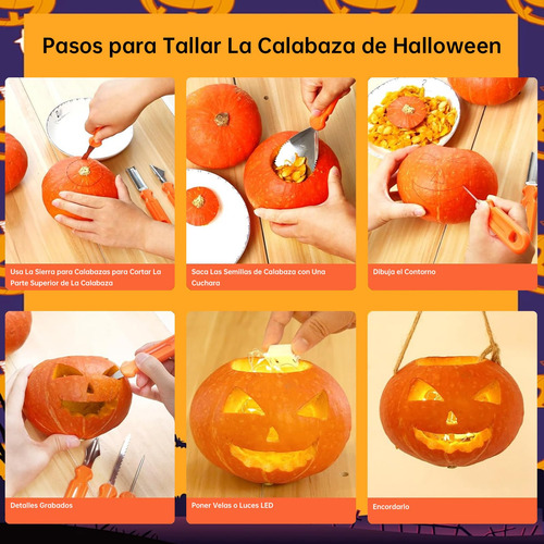 17pcs Tallado De Calabaza De Halloween, Acero Inoxidable De