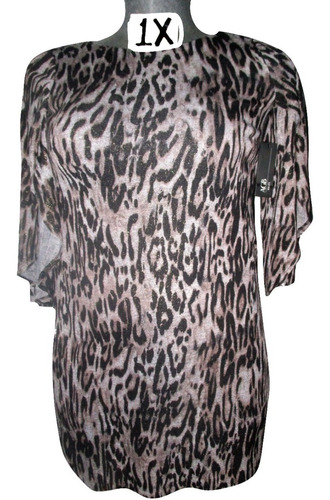 Vestido Gris Dorado Animal Print Talla 1x ( 34 ) Agb Dress 