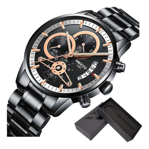 Reloj Cronógrafo De Cuarzo Luminoso Nibosi 2309-1 Fondo Rose