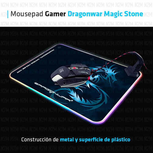 Imagen 2 de 10 de Mouse Pad Gamer Magic Stone Luz Rgb 36x26cm Juegos Dragonwar