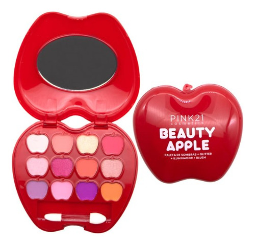 Kit Maquillaje Infantil Espejo Manzana Beauty Apple Pink21