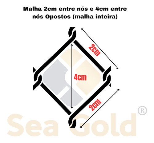 Rede Pesca Lambari Malha 2 X 2cm ( 20mm ) Fio 0.20 40 Metros