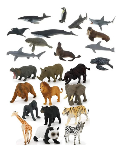 ¡un Kit De 24 Hermosos Animales De La Jungla De Safari Una 