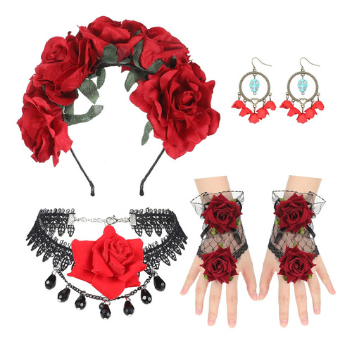 Kit De 4 Accesorios Para Disfraces De Día De Los Muertos