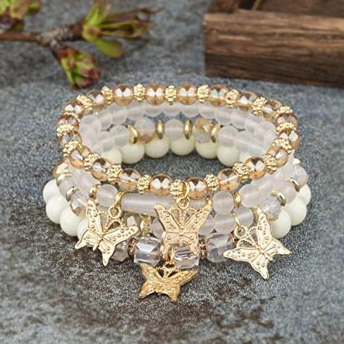 Pulseras Bohemias Multicapa Coloridas Con Cuentas Elásticas,