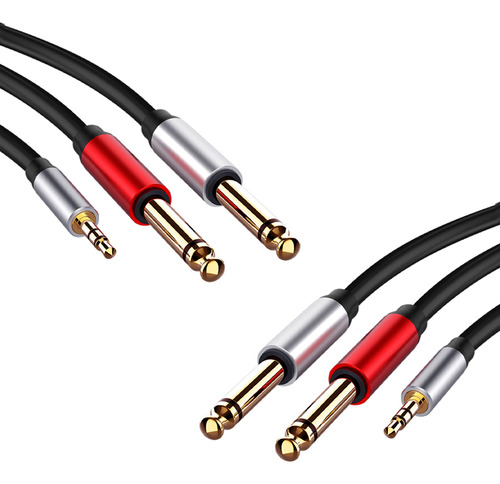 2 Cables De Audio Con Conector Adaptador Doble De 3,5 Mm A 6