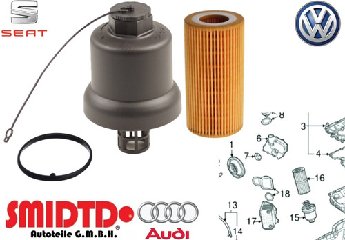 Imagen 1 de 2 de Tapa Portafiltro Y Filtro Aceite Vw Bora 2.0l 06-08 Turbo