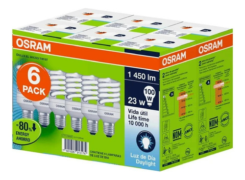 Foco Ahorrador Osram Dulux Micro Twist Luz De Día 23w 6pz Ms