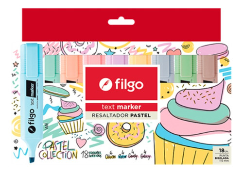 Marcadores Resaltadores Filgo Text Marker Pastel Pack X18 