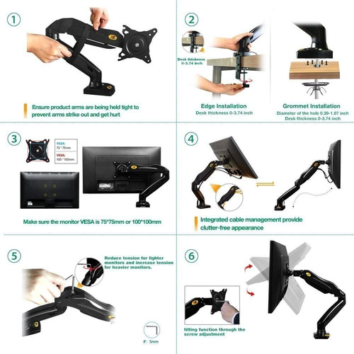 Imagen 9 de 10 de Soporte Brazo Doble Monitor Flexible A Mesa Nb F80 17 A 30