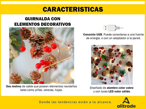 Imagen 4 de 10 de Luces Navidad Led Cálida Adornos Navideños Guirnalda Usb