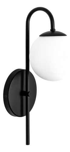 Arandela Luminária Quarto Globo 12 Cm Moderno Preto Fosco