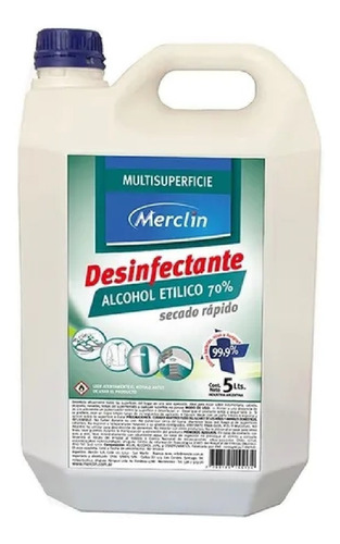 Desinfectante Alcohol 70% Sanitizante Liquido 5lt Con Anmat