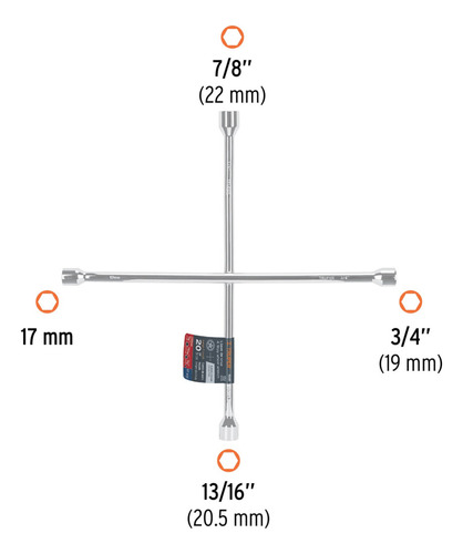 Llave De Cruz 20  Pulida Y Cromada Truper 15481