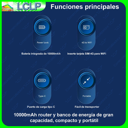 Mifi Enrutador Portátil 4g Lte Sim Pw100 Powerbank 10000mah