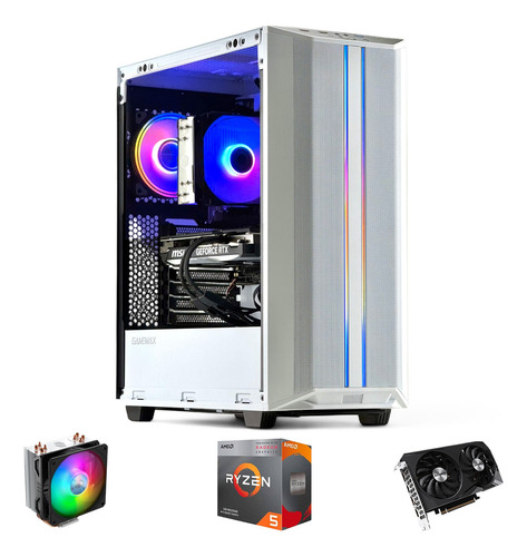 Pc Gamer Blanco+monitor 24 Ryzen 5 5600x 32gb 1tb Rtx 3060