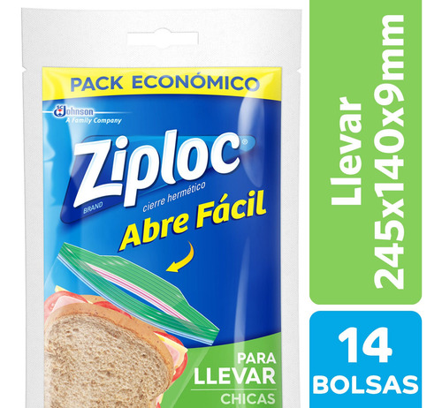 Imagen 2 de 3 de Bolsa Para Llevar Ziploc Chica X 14un