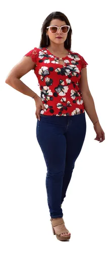 Blusa Floreada Roja MercadoLibre
