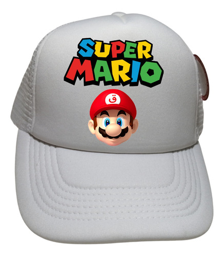 Gorra Super Mario Bros Videojuego Nintendo Blanca Y Negra