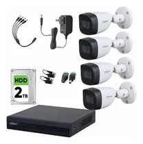 Comprar Kit Videovigilancia Cronos 4 cámaras Dahua Metálicas bala HFW1200CMN Con audio 2MP + HDD 2tb + Baluns + Accesorios - Kit CCTV DH-KIT-MET4CH-PLUS-2BSC (Dvr dahua XVR1B04-I circuito cerrado)