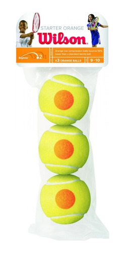 Pack 3 Pelotas Tenis Wilson Starter Naranja Junior Aprender