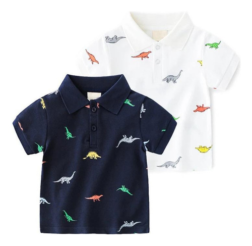 Playera Niño Tipo Polo Algodón Dibujos Animados