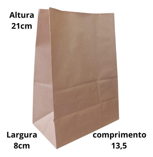 Bolsas planas de papel Kraft para entrega de 13,5 x 8 x 21 cm con 50 unidades