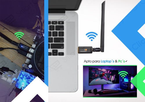 Imagen 2 de 9 de Adaptador Wifi 5 Ghz Usb 3.0 Pc Dual B 1200 Mbps Realtek 5db