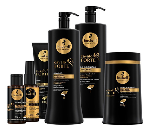 Kit Haskell Cavalo Forte Sh Cond Masc 1kg Completo 6 Itens