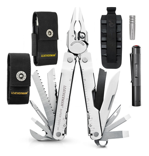 Kit Multiherramienta Super Tool Leatherman Y Linterna Led
