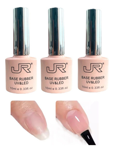 Gel Base Rubber Transparente 10ml Jr 3 Piezas Transparente