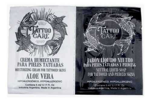 Sobres Sachets Tattoo Care Jabón + Crema 5ml Tatuajes X20 U.