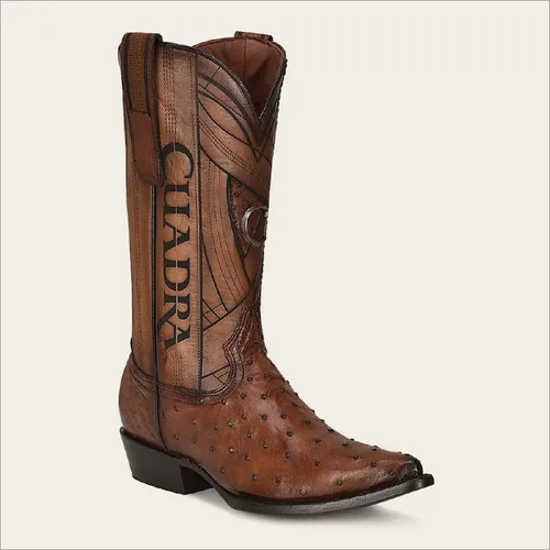 Botas cuadra de avestruz blancas sale