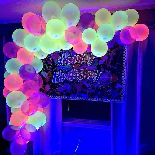 Imagen 4 de 10 de 48 Globos Surtidos Fluor Neón Fiestas Flúor Decoración Uv